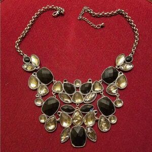 VINTAGE GIVENCHY ONYX AND CRYSTAL BIB NECKLAE